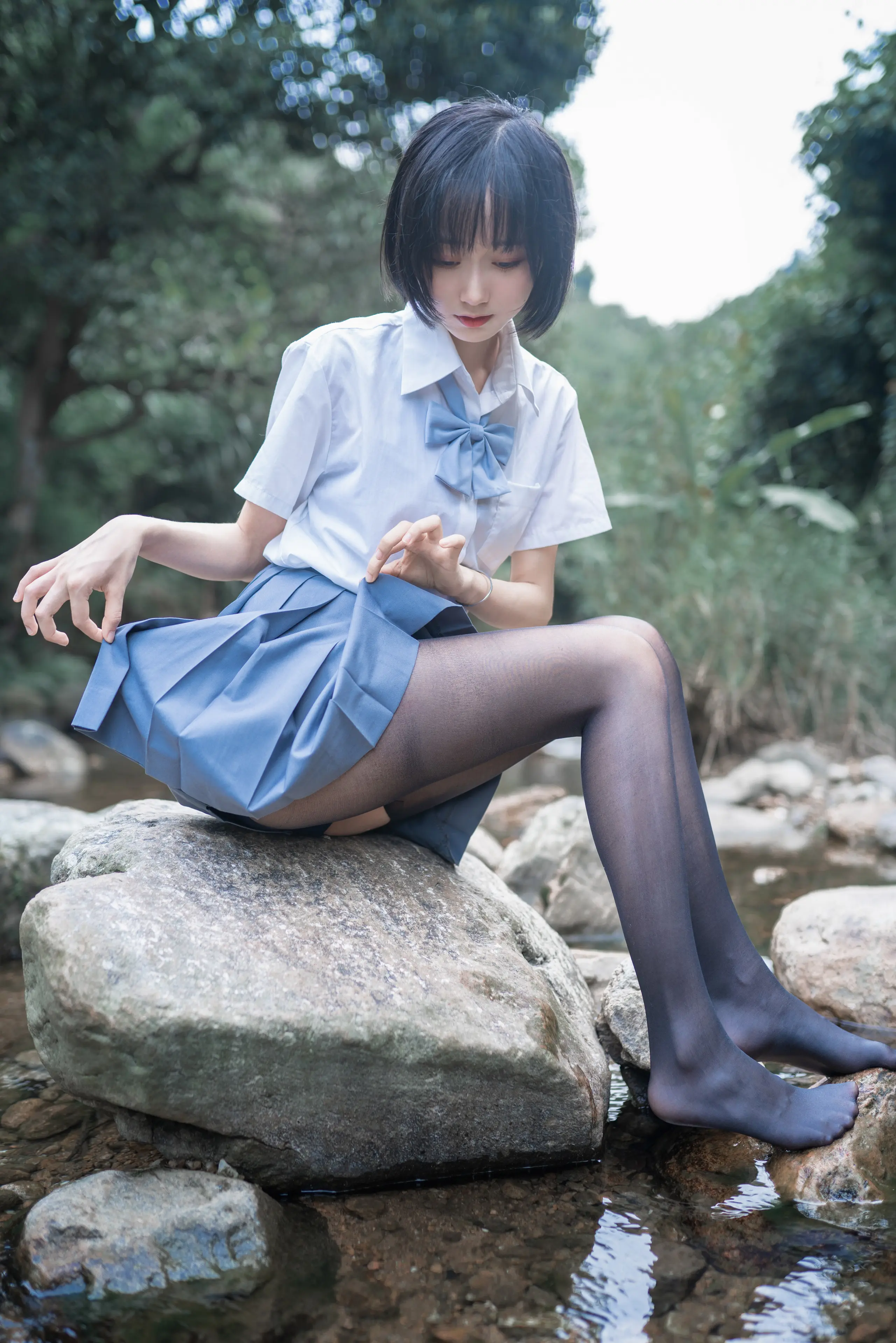 木绵绵 水色溪边制服 [51P]