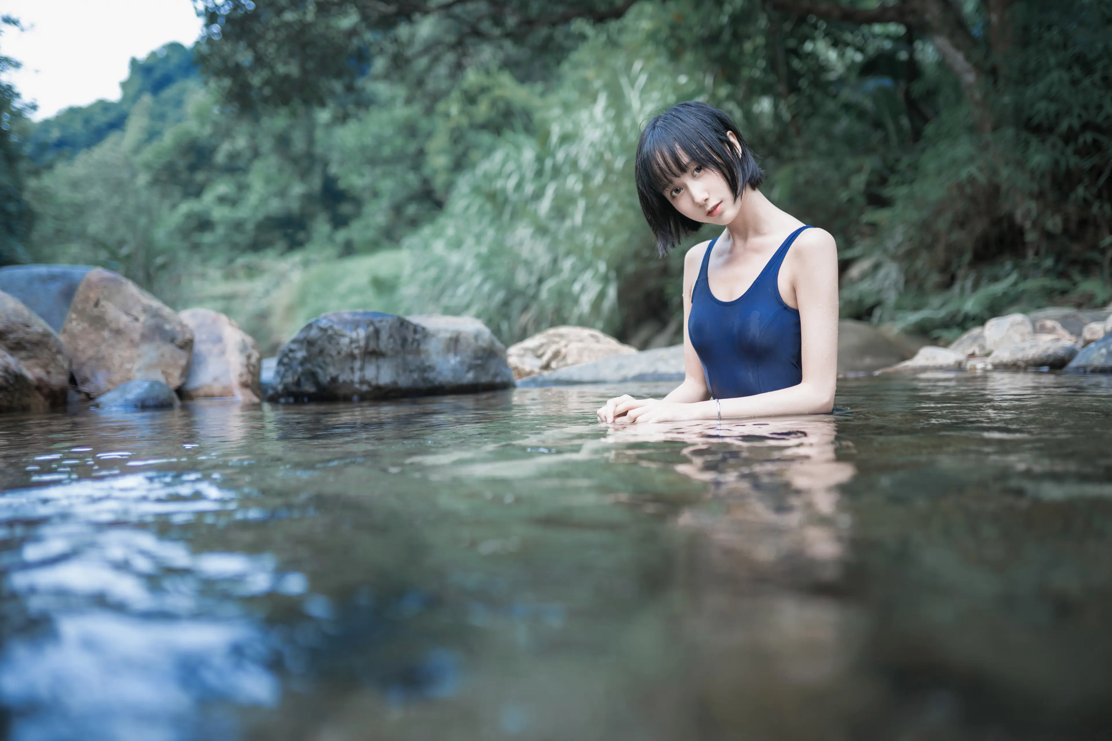 木绵绵 水色溪边制服 [51P]