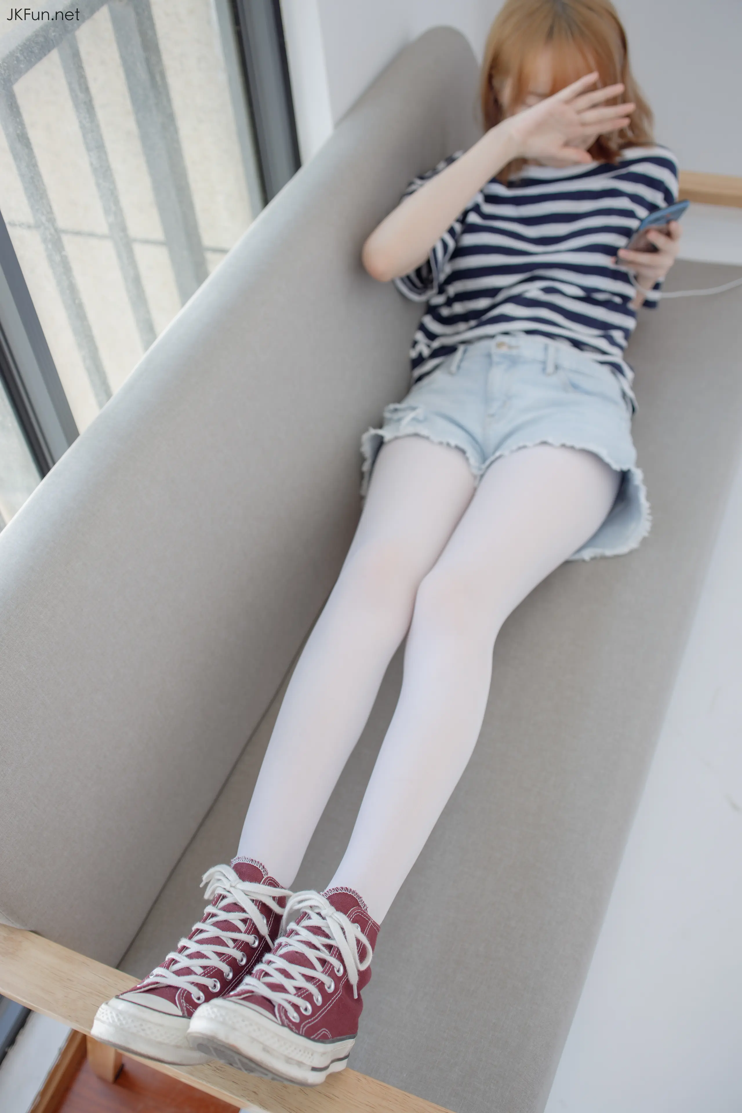 森萝财团 JKFUN Aika 80D白丝牛仔热裤 [98P]