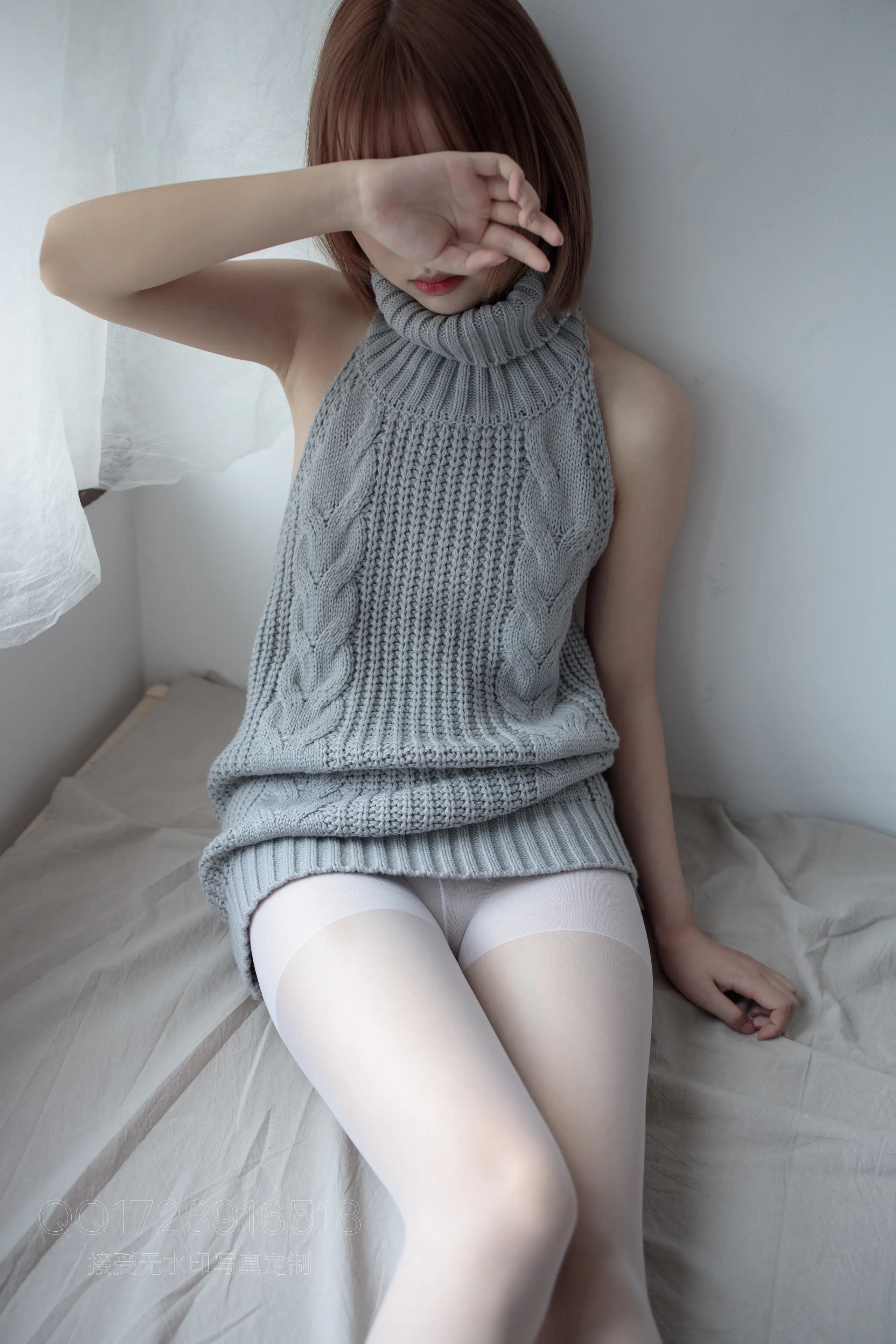 森萝财团 X 薄白丝露背毛衣 [100P]