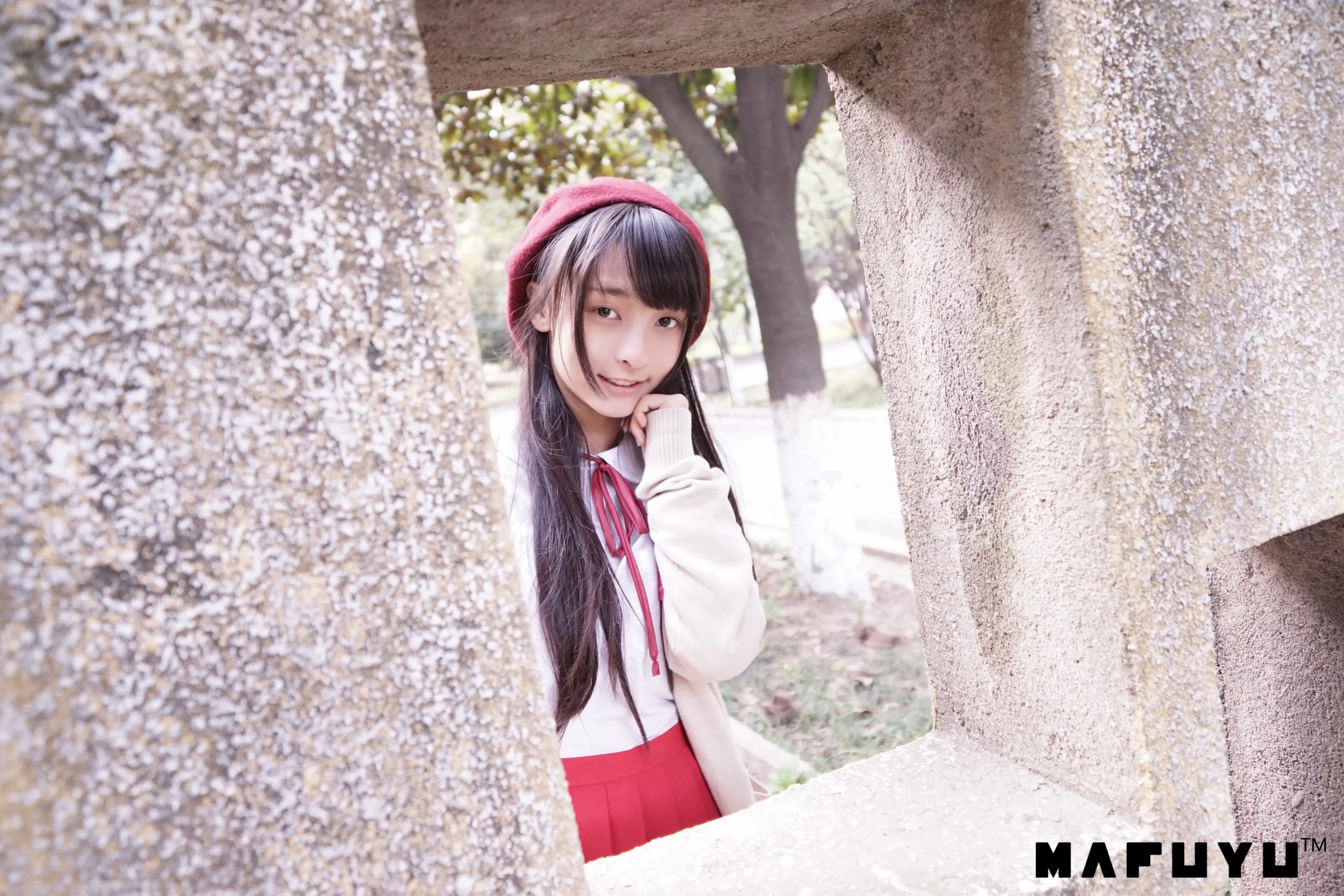 神楽坂真冬 红JK白过膝系列 [187P]