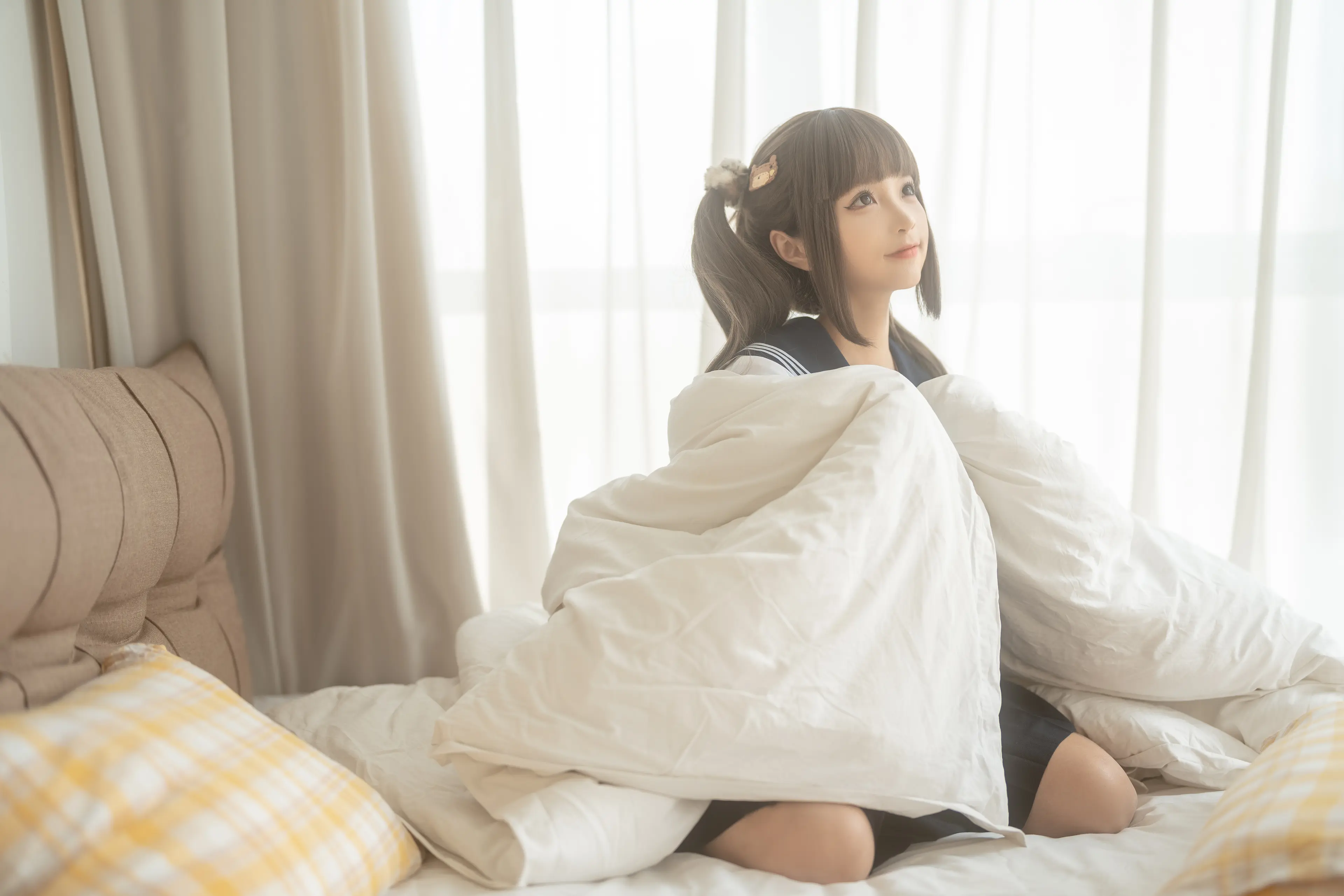 蠢沫沫 被窝JK [15P]