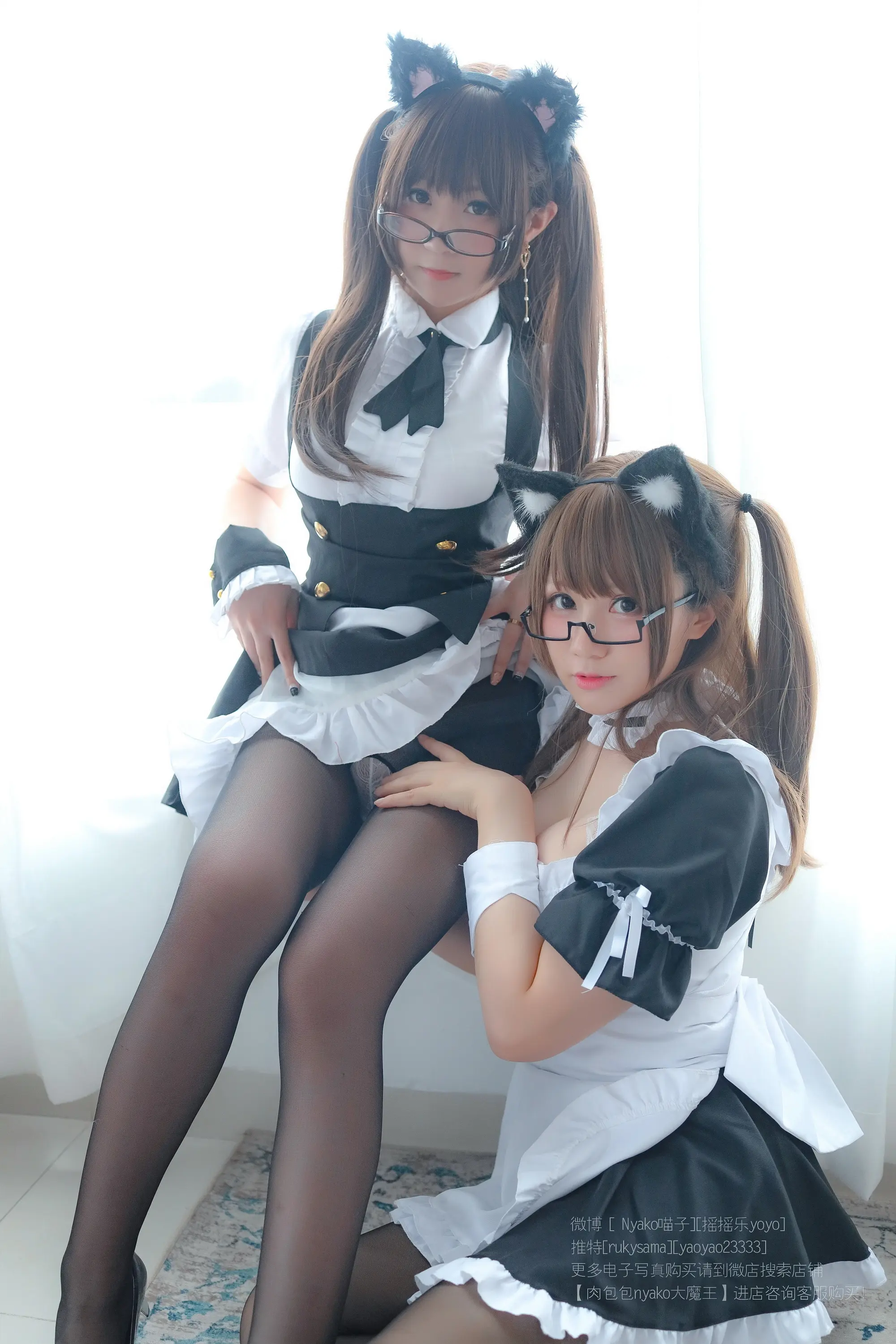 Nyako喵子 Nyako × 搖搖樂 猫耳のメイド姉妹 [129P]