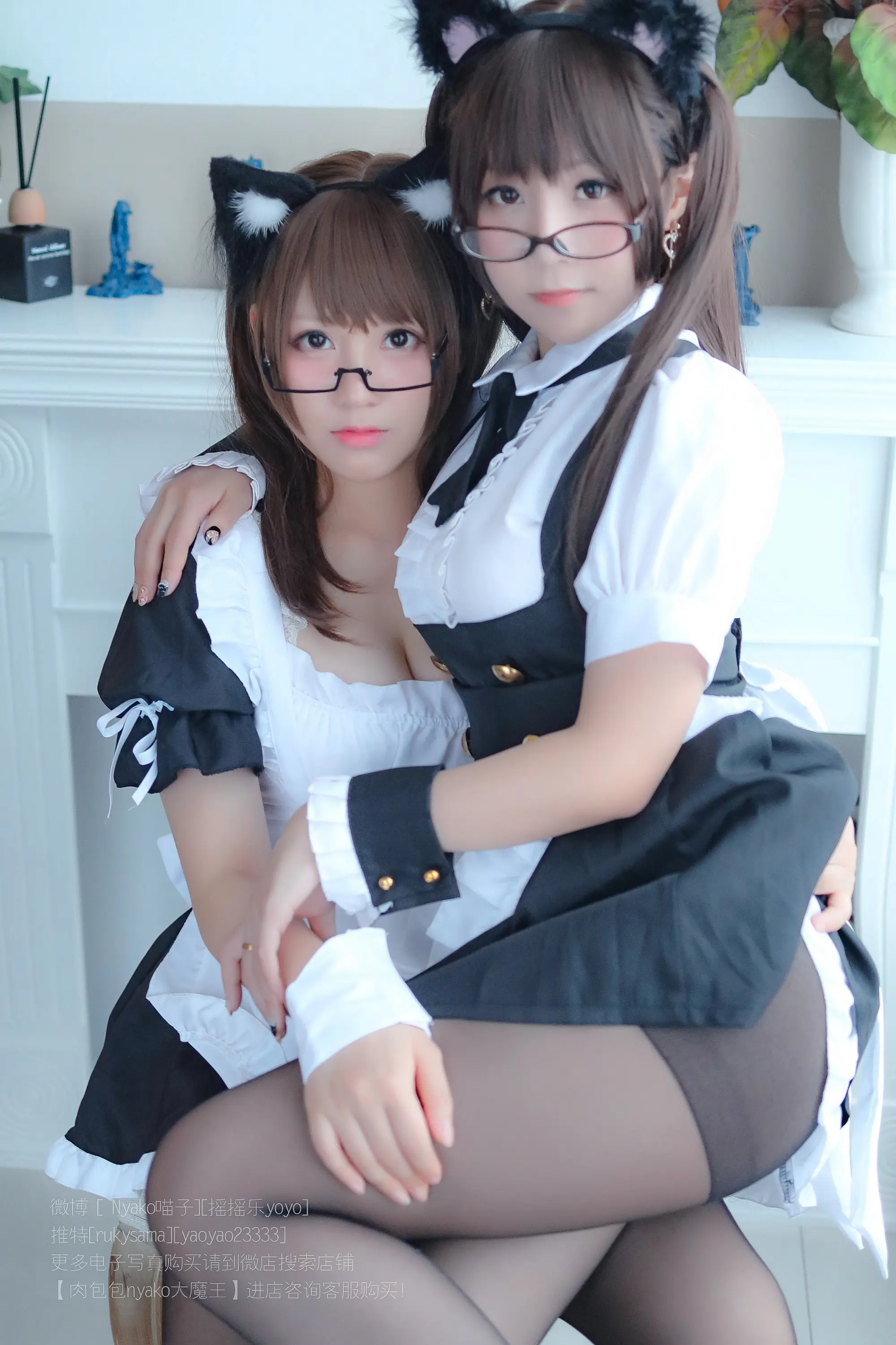 Nyako喵子 Nyako × 搖搖樂 猫耳のメイド姉妹 [129P]